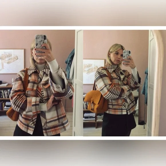 🎁New Oversized Plaid Jacket with Corduroy Collar🎁 - Picture 8 of 15